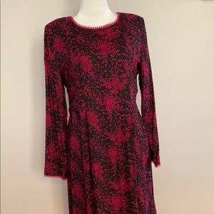 VTG Elegant Black and Pink Floral Maxi Dress